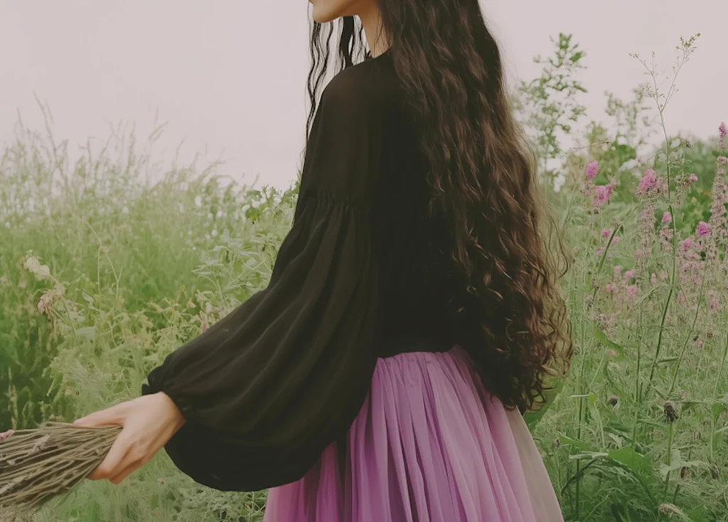 girl-touching-flowers